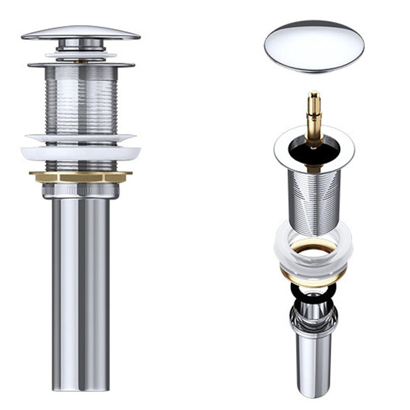  Push Pop Up Basin Waste Plug - Unslotted Suitable for Sink Without Overflow - Rising Round Ceramic Push Button