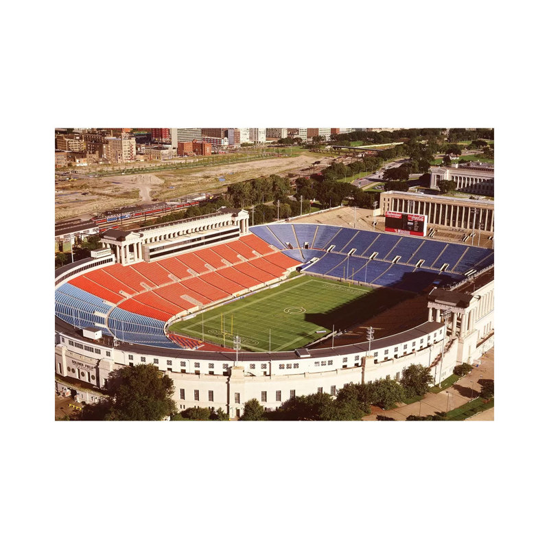 Aerial View of a Stadium, Soldier Field, Lake Shore Drive, Chicago, Cook County, Illinois, USA 1 Piece Wrapped Canvas Wall Art