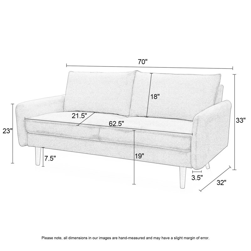 Cococon 70'' Upholstered Loveseat Sofa, Black Velvet