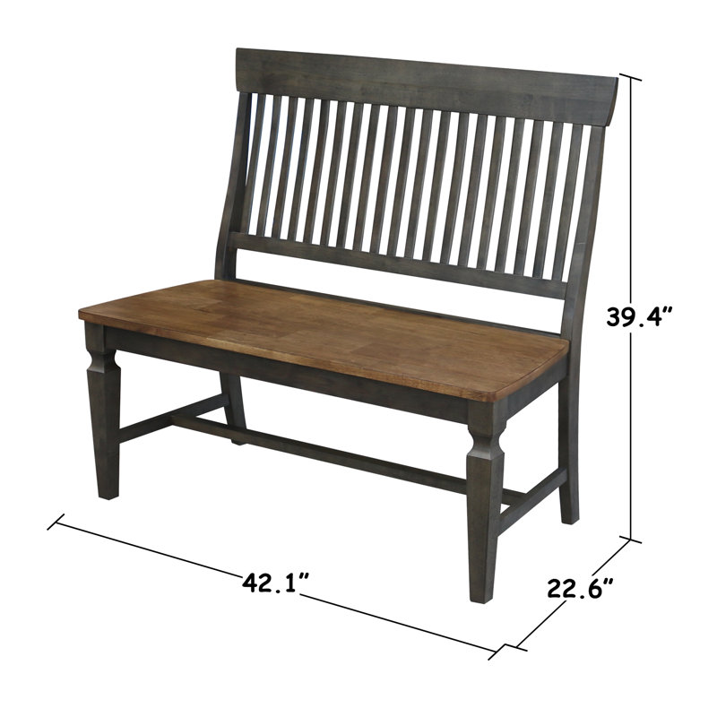 Banc en bois massif Skyla, Hickory / charbon délavé