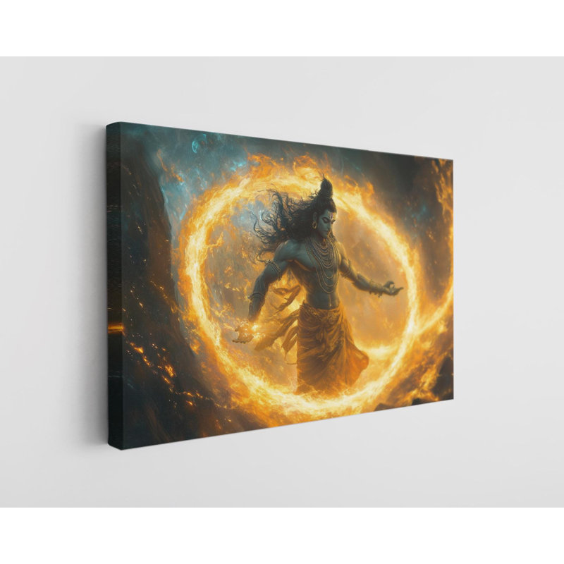 Lord Shiva Perfoming a Cosmic Dance in Ring of Fire on High-Quality Canvas Print - Handcrafted Wall Decor - Stylish Art - Gift - Wall Decor