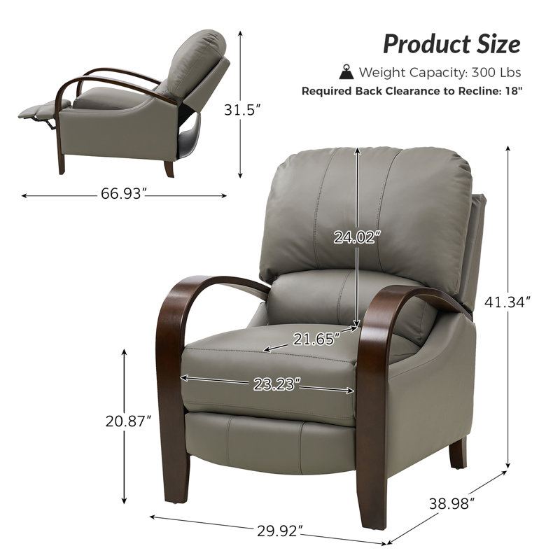 Fauteuil inclinable standard en cuir véritable Hardge, Colombe 