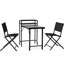 3 meubles de patio, table pliante et chaises d'extérieur noires, structure en acier rouille, chaises bistro, option bistro confortable et peu encombrante