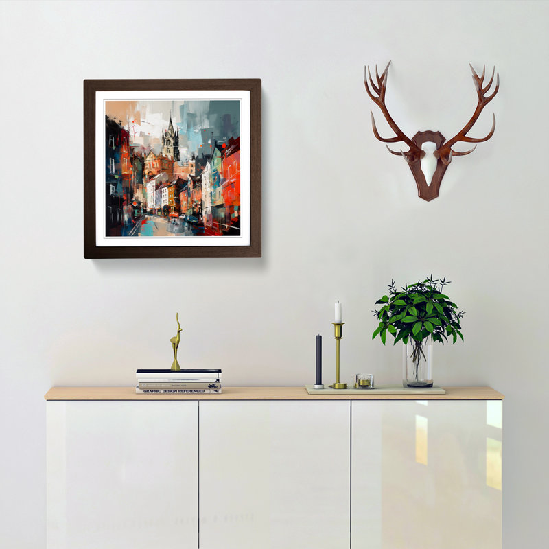City Of Bristol Abstract Art No.4 - Single Picture Frame Print on Wood, Walnut