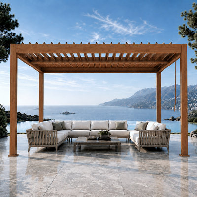 Pergola d'extérieur 10 pi x 10 pi avec toit à persiennes réglable et cadre en aluminium renforcé