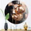 «Gold and Black Marble Expression III», art mural rond abstrait en marbre sur métal-88627984