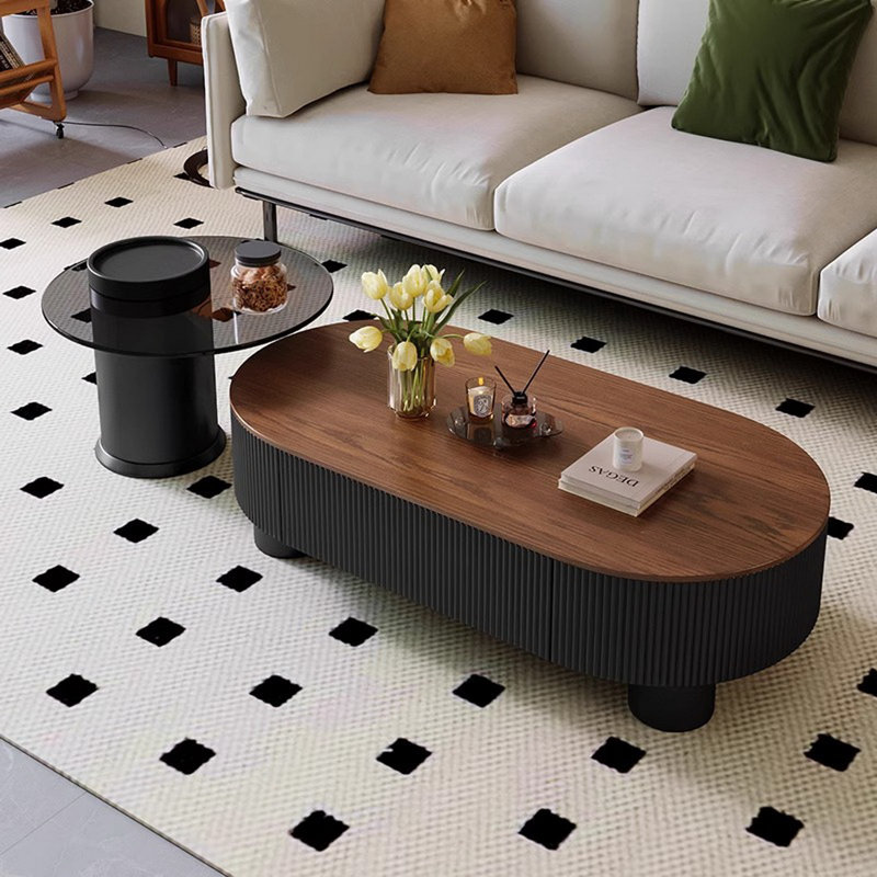 Ensemble de tables basses Modern Modern, Bois brun / noir