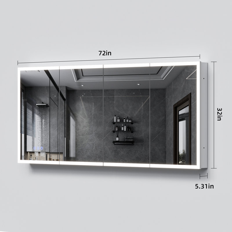 Pharmacie à DEL avec miroir, H 32 po x l 72 po x P 5,8 po