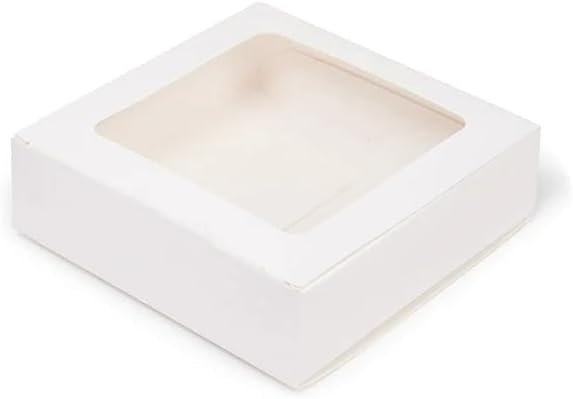  Boîte à pâtisserie blanche 60 oz avec fenêtre transparente contenant 7,5 x 7,5 x 5 pouces recyclable (160)