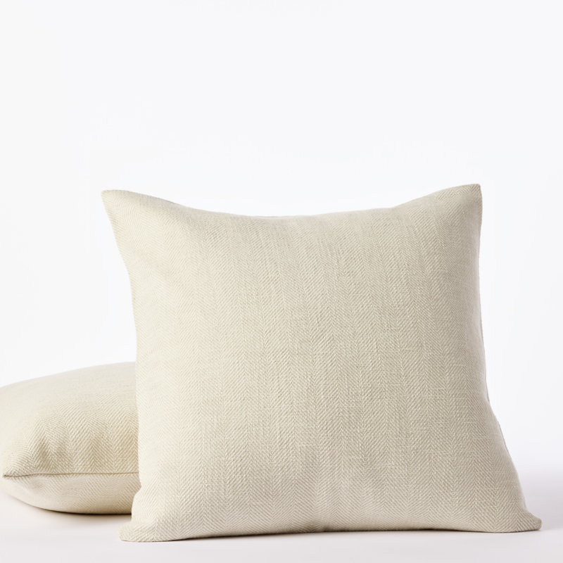 Canyon Organic Pillow Cover, Oyster Herringbone, Square 22"