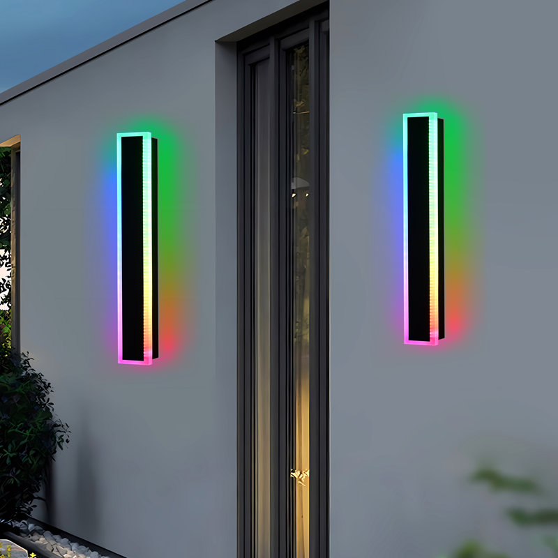 2 Pack 32 Inch Long Outdoor RGB Wall Light, Waterproof IP65 LED Wall Mount Lighting Fixture Outside Wall Sconce For House Garage Porch Courtyard, Remote Control Included. Integrated LED Bulbs Included.
