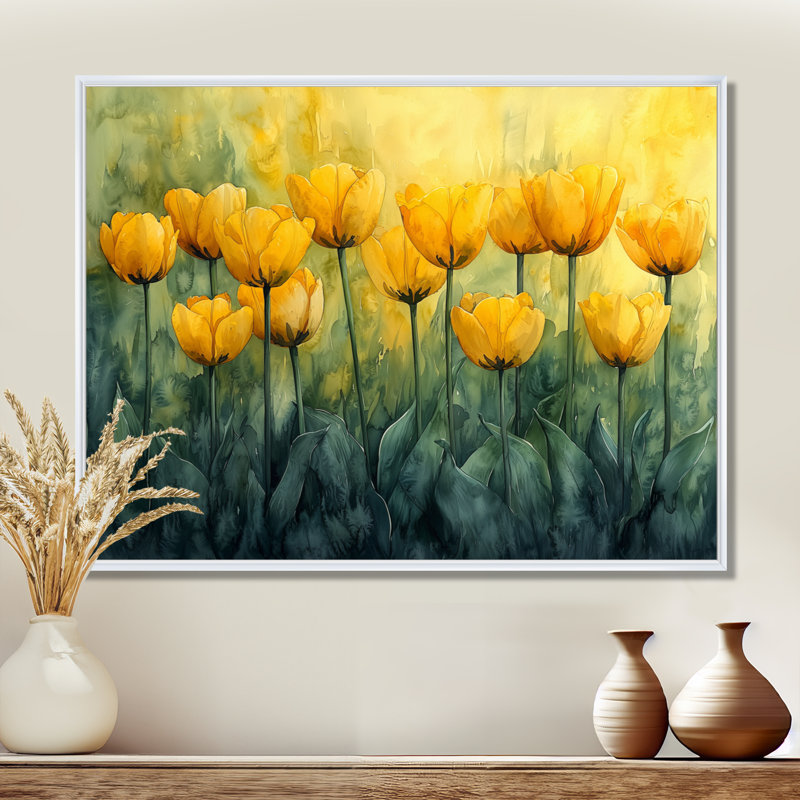 Lundell - Art mural floral, Impression encadrée flottante, H 24 po x l 32 po, Blanc
