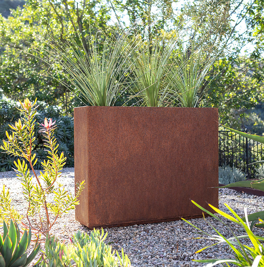 Corten Steel Series Planter Box, 32" H x 42" W x 16" D