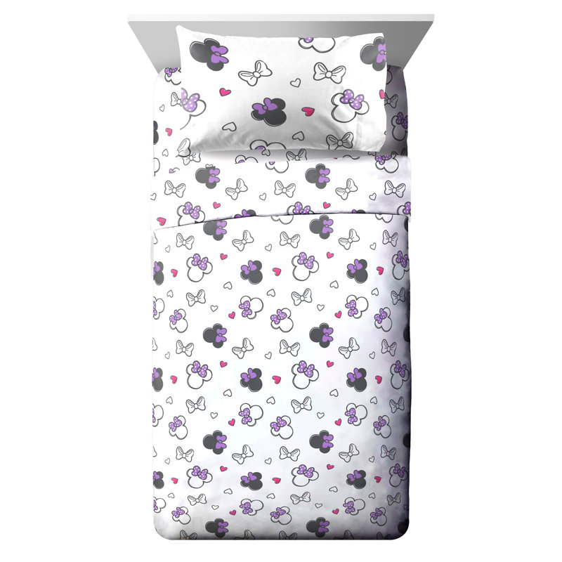 Ensemble d'édredon réversible en microfibre Minnie Mouse, Édredon simple + 3 pièces supplémentaires