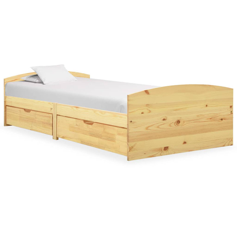 Ahrens Solid Wood Drawers Bed, Beige