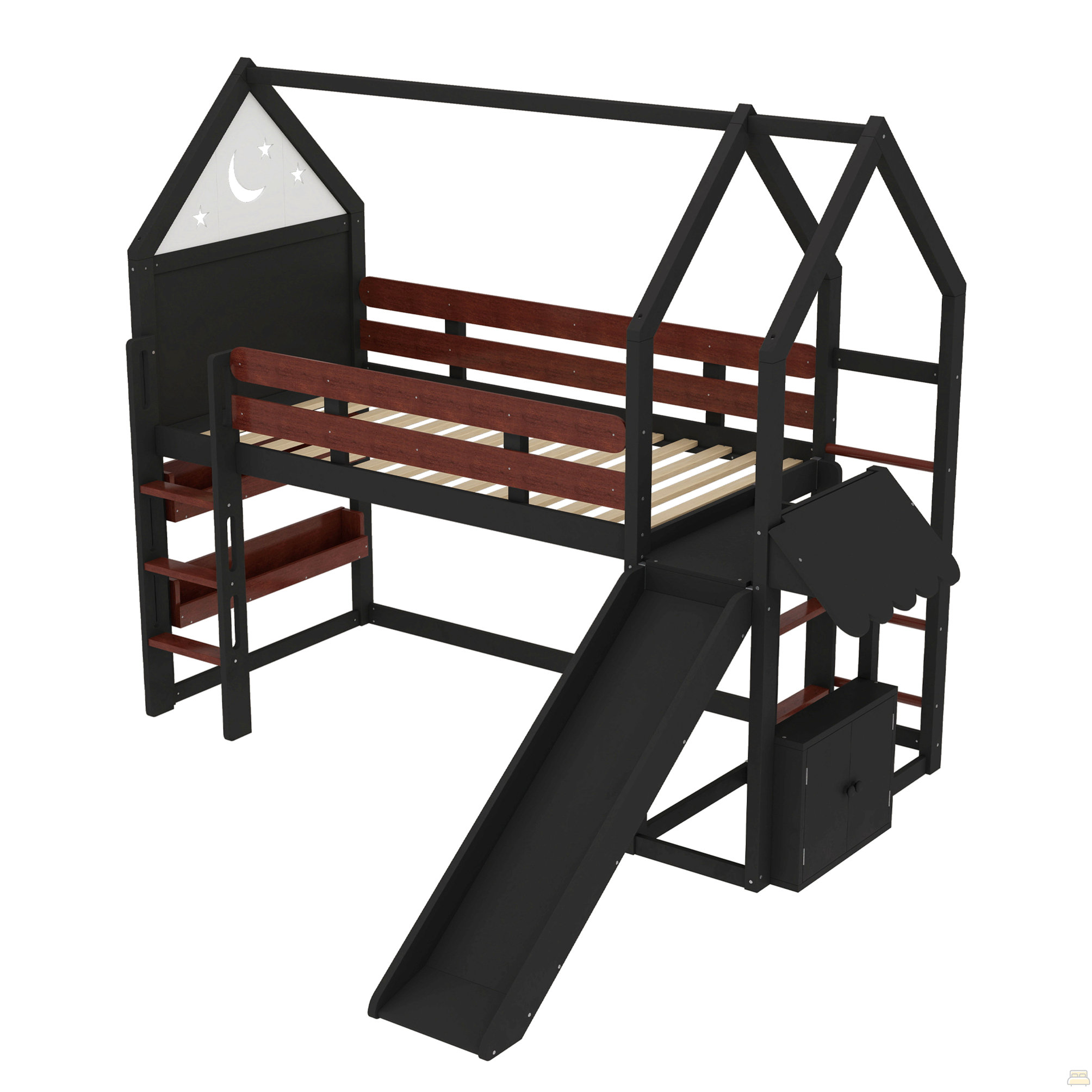 Ebern Designs Twin Size Loft Bed With Bookshelf - Wayfair Canada
