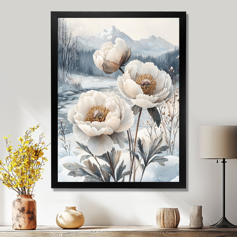 Marion - Floral Canvas Prints, 40" H x 30" W, Black, Single Picture Framed Print