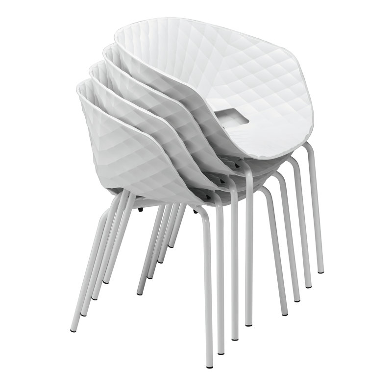 Chaise UNI-KA, Chrome, Blanc