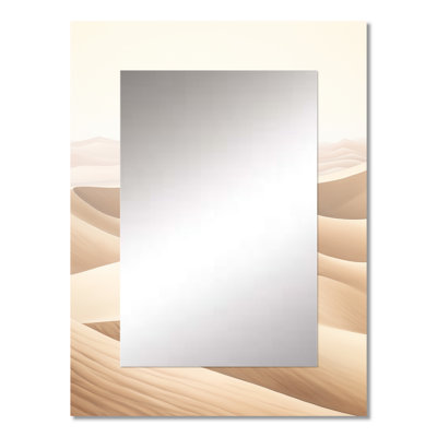 Desert Sands Of Slumber Dreams I - Minimalism Mirror, Beige Unique Wall Mirror, Printed Metal Art