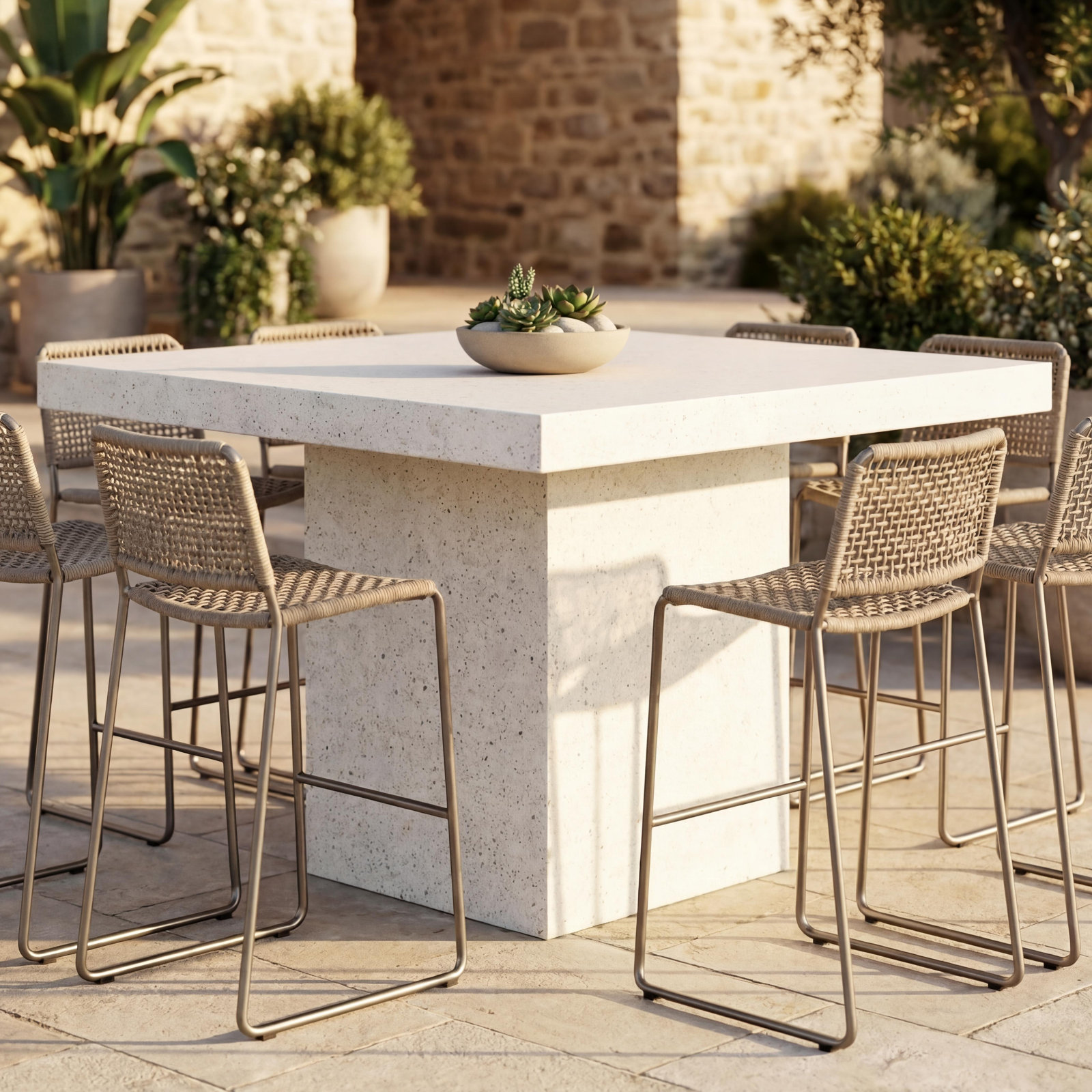 Kareen Bar & Counter Height Pedestal Dining Table, Bar Table (41.75" Height), Ivory Terrazzo