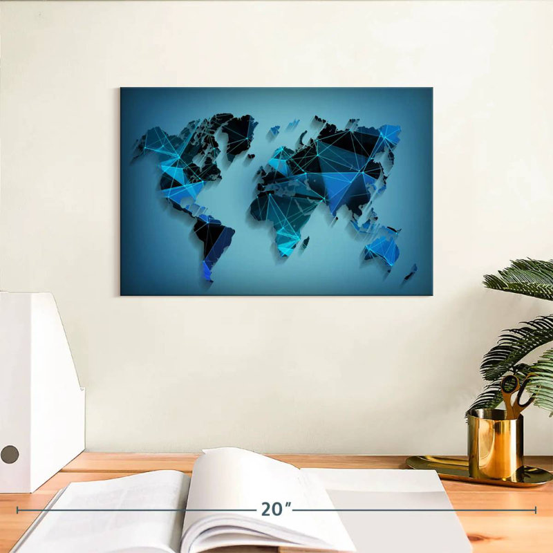 Aliaz Network Technology World Map, 8" H x 12" W