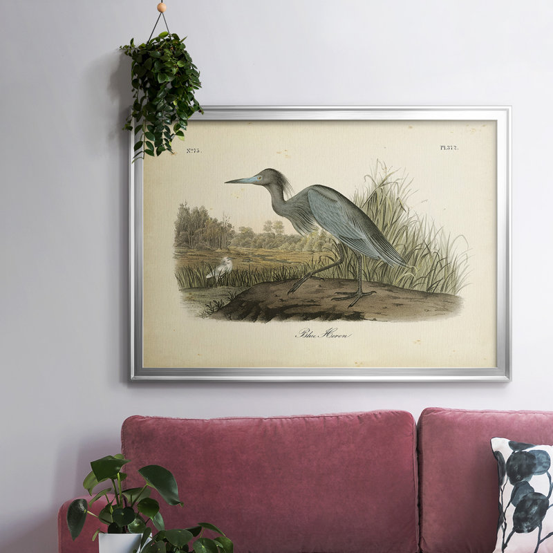 Audubons Blue Heron, reproduction d'art sur toile, Argent, H 14 po x l 20 po x P 1,5 po