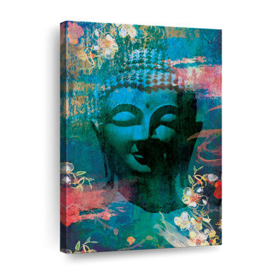 Tête de Bouddha fleurie I sur toile