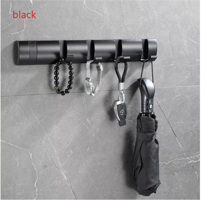 Kruetzen Aluminium 6 - Hook Coat Rack, Matt Black