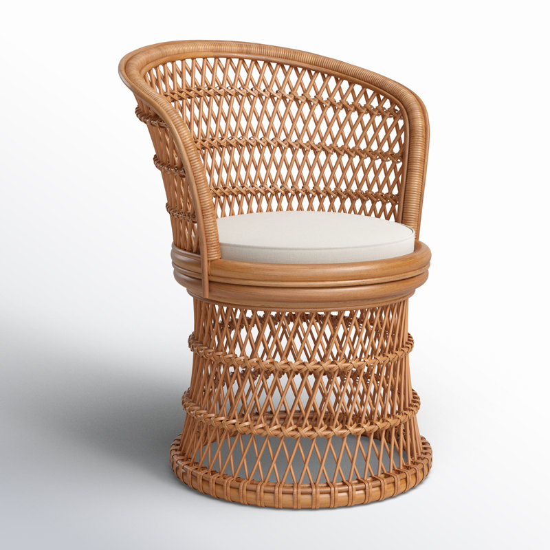 Fauteuil d'appoint pivotant avec coussin Rochellt, Naturel
