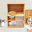 Armoire de rangement moderne 18 "en bambou brun avec portes coulissantes-1227663793
