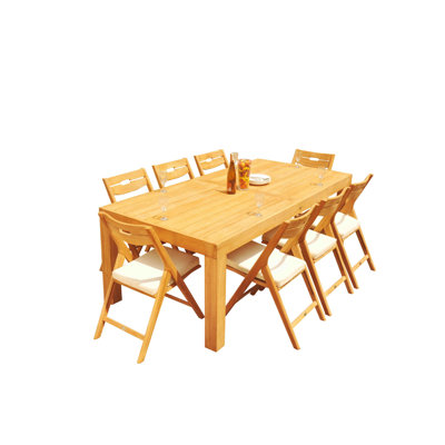 Cimara 8 - Person Teak Wood Patio Dining Set with Rectangular Table