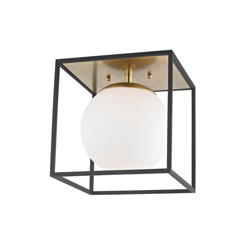Aira 1 Light Flush Mount, Aged Brass, 9.5" H x 9.5" W x 9.5" D