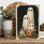 Whimsical Ghost Family Rustic Vintage Whimsical Bird Autumn Flower Wall Art Print 1 Piece Wrapped Canvas Wall Art-1459151140