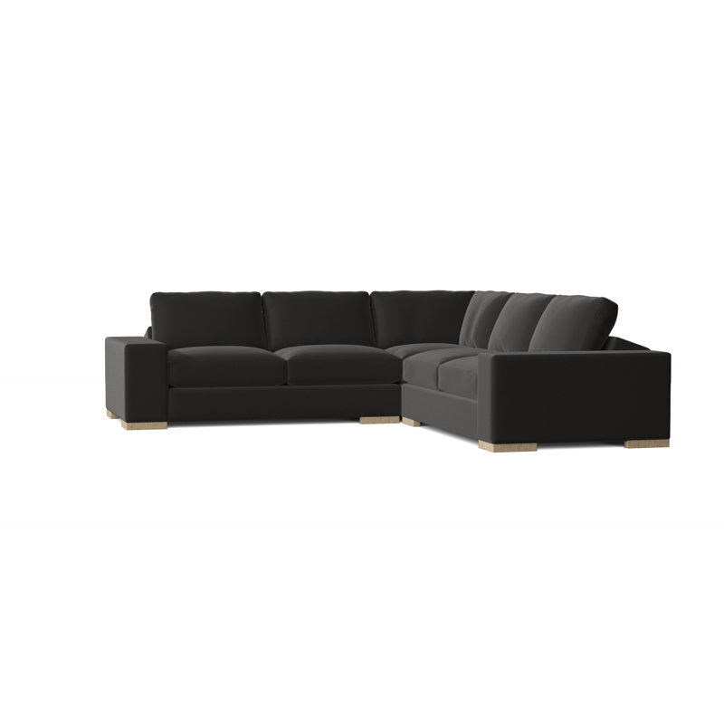 Brann Upholstered L-Shaped Sectional Symmetrical, Klein Black, Dark Brown