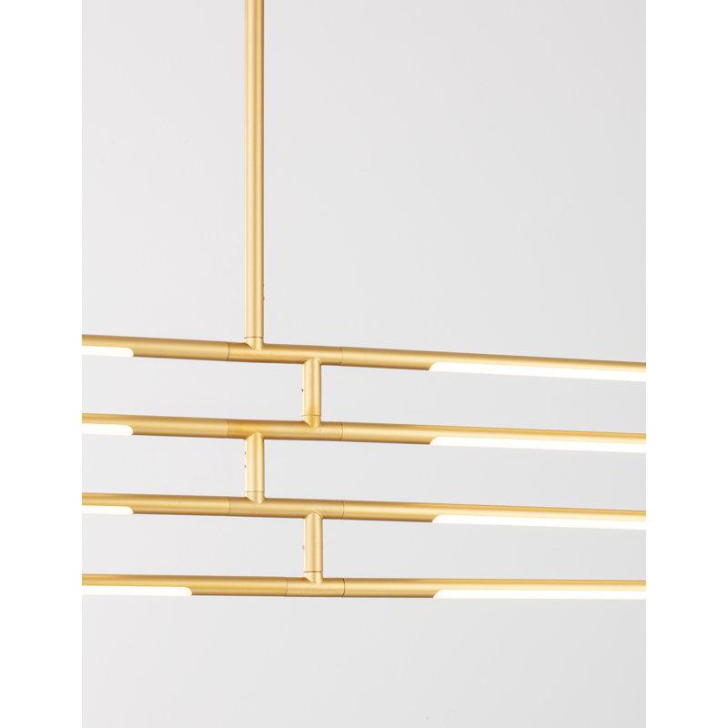 8 - Light Geometric LED Chandelier, Gold