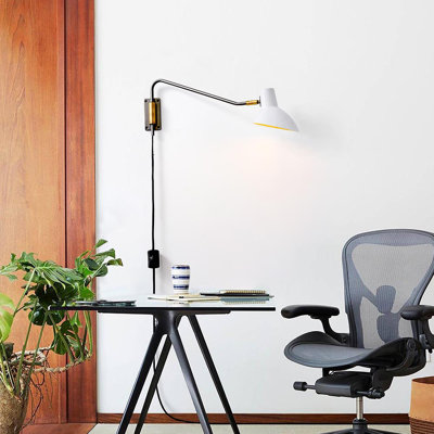 Lampe murale pivotante - Laiton brossé, à brancher, gradateur