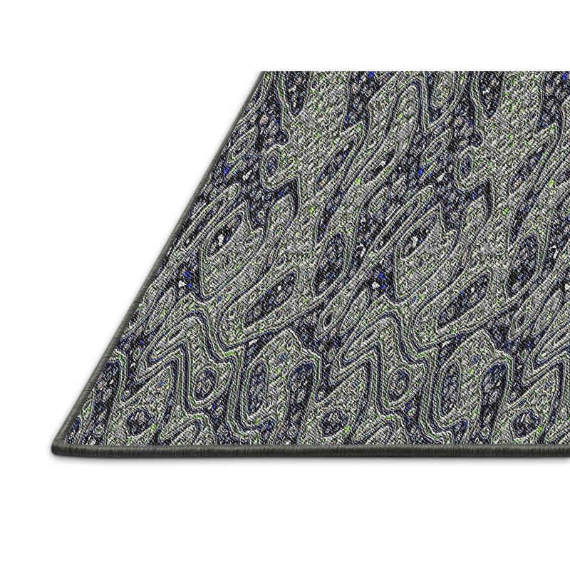Tapis vert/bleu à motifs, Rectangle 8 pi x 12 pi