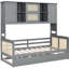 Lit de jour simple en bois avec lit gigogne et tablette en gris-2083448583-2083448582