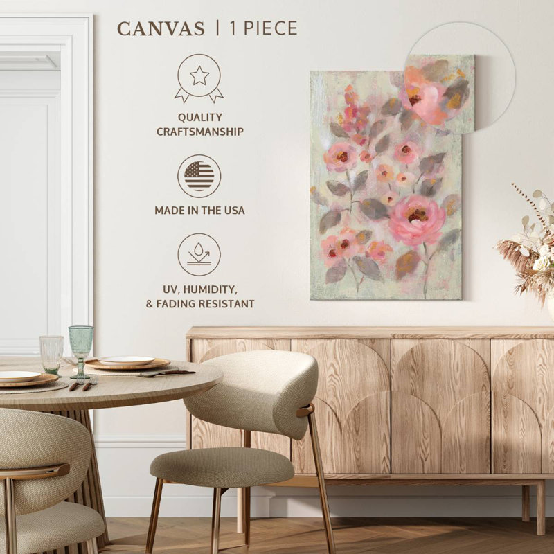 Fleurs roses expressives Avery II, H 30 po x l 20 po