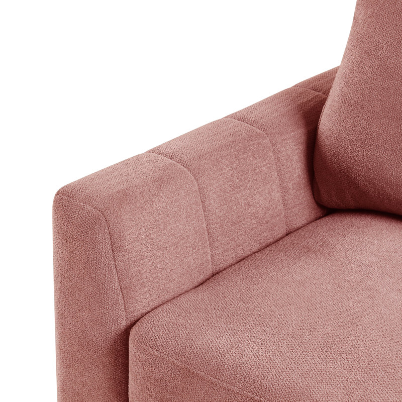 90" W Sectional Sofa Sleeper With Storage Chaise, Pink Polyester