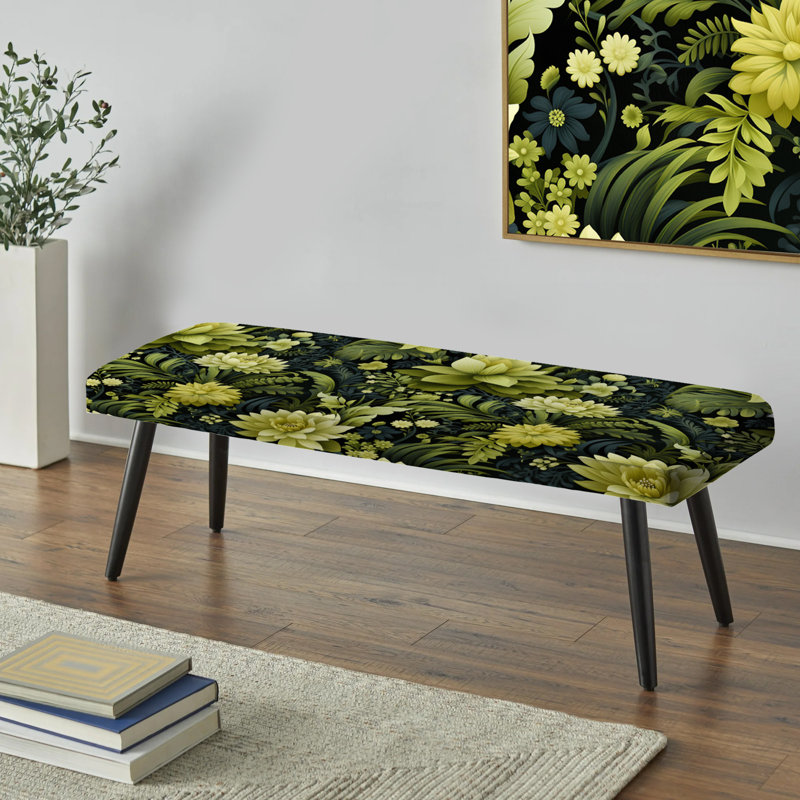 Banc vert rembourré damas vert