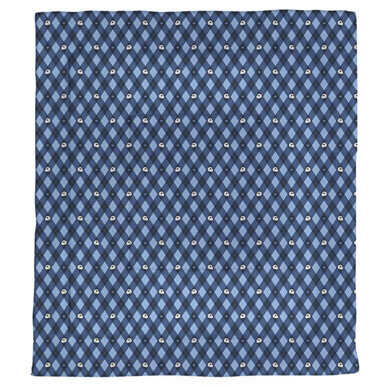 Édredon réversible simple Katelyn Elizabeth Argyle Skulls, Édredon simple TG, Bleu