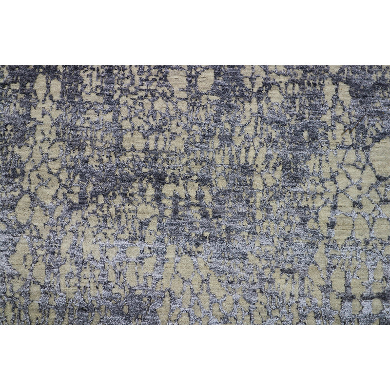 Tapis moussu / gris noué à la main de haute qualité, Rectangle 8 pi x 10 pi