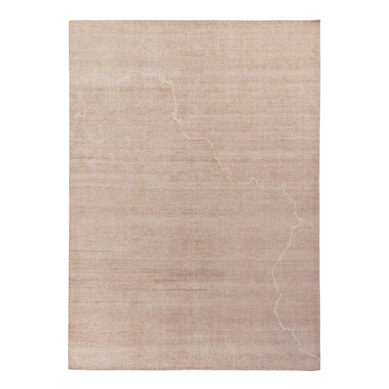 Distressed Homage Hand Knotted Wool Abstract Area Rug, Rectangle 5' x 8'