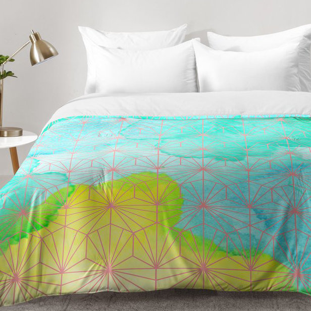 Ensemble d'édredon géométrique été, Édredon pour lit simple TG + 1 taie décorative
