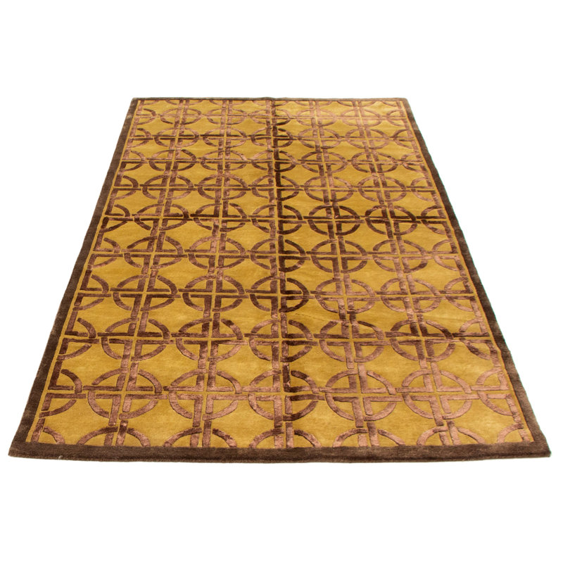 Tapis brun foncé / or clair à motif géométrique Checotah