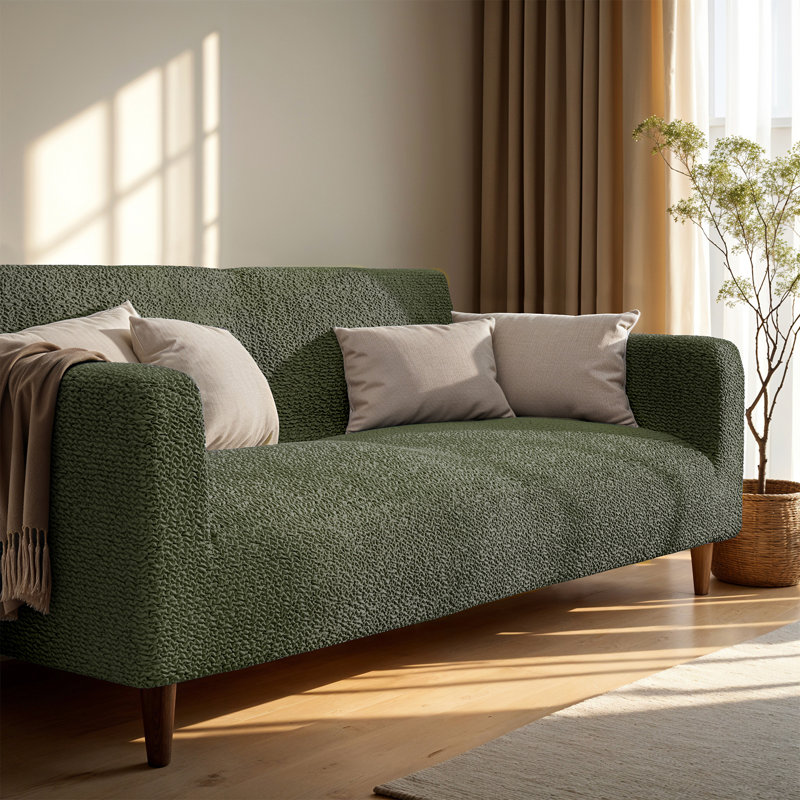 Stretchy Slipcover for Sofa – Machine Washable & Furniture Protector - Comfort Collection, 35" H x 60" W x 40" D, Green