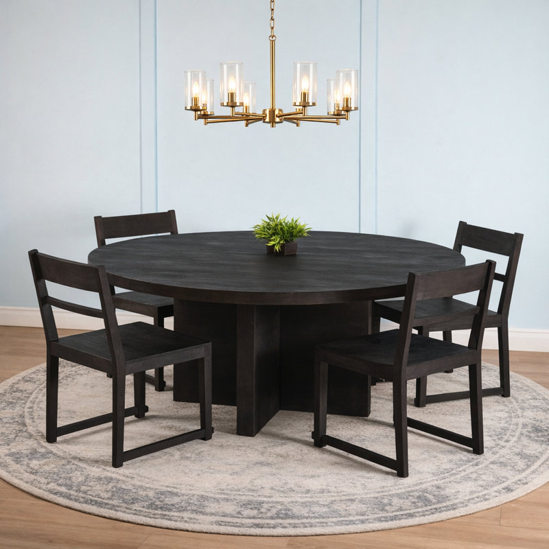 Ensemble repas 48 po avec 4 chaises gris foncé Fernious