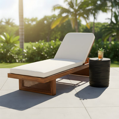 Outdoor Wood Lounger With Lightweight Concrete Side Table