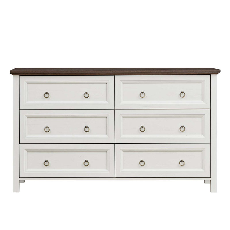 Commode de rangement à 6 tiroirs, Noyer